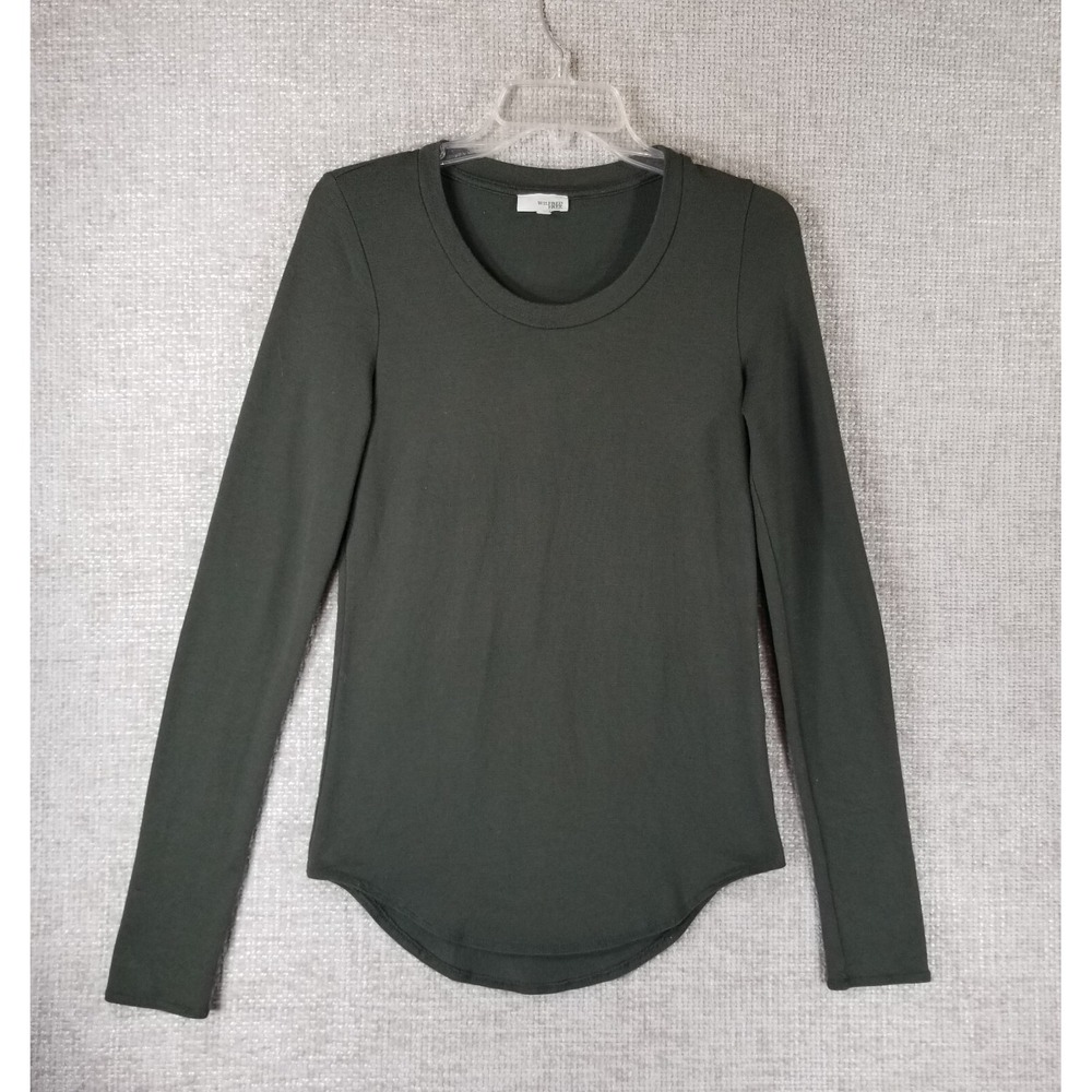 Wilfred Free Scoop Neck Long Sleeve T-Shirt Grayish Green Women's Medium